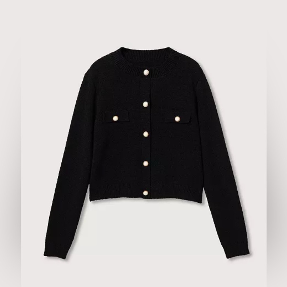 MANGO Women's Knitted Cardigan with Jewel Button - XXL